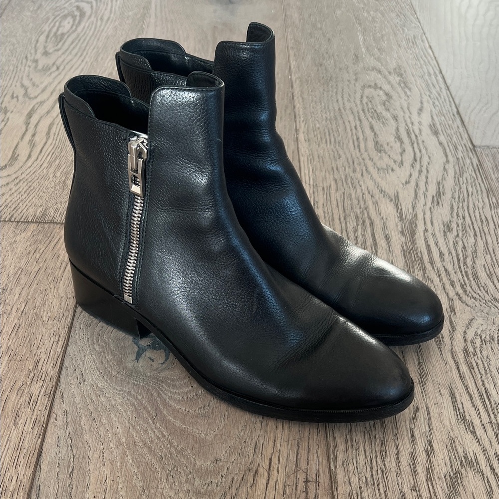 3.1 Phillip Lim Black Leather Ankle Boots with Silver Zipper